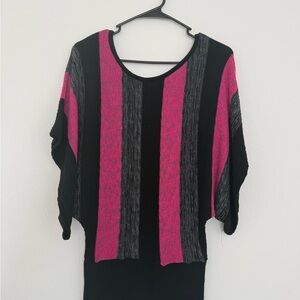 Striped Pink and Black Knit Top wet seal